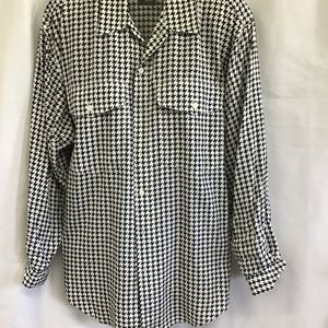Liswear Button up Shirt Houndstooth Pattern Black & White Size M